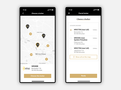 JLD- Hairdressing salon app. Map and parcel locker selection.