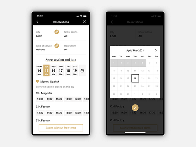 JLD- Hairdressing salon app. Reservation and date picker.