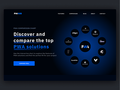 PWA Hub- Hero Section branding button cta design hero hero section logo minimal ui