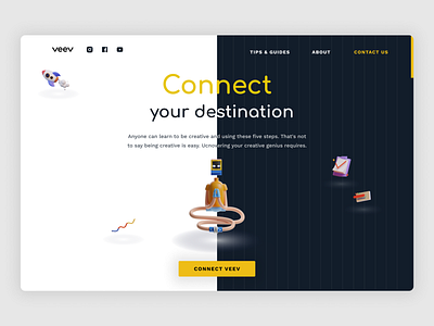 Connect your destination. Hero section v3. app branding button cta design illustration logo minimal tabbar ui