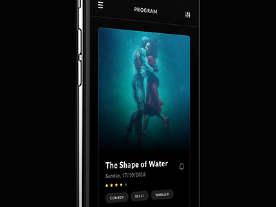 Movie app concept program. app design movie app player ui ux