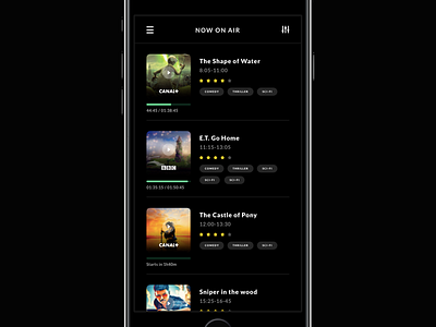 Movie app concept 'Now on air'