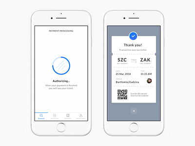 Authorization screen and ticket concept.