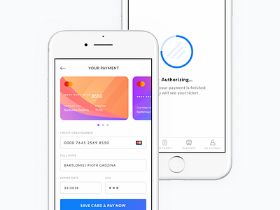 Payment and authorization. app authorization bus buses card checkout credit card design payment