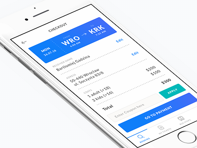 Checkout screen. app apply bus buses button checkout screen coupon cta design payment ticket transport