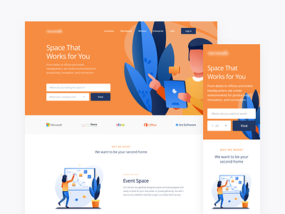 Shared workspace concept. coworking cta landing page office space space website