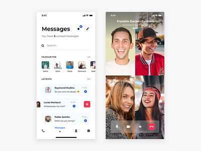 Skype redesign concept- Messages and Video Call app chat design messenger minimal mobile redesign concept search skype tabbar ui video chat