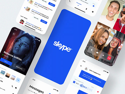Skype redesign concept- Presentation app chat design message app minimal notifications profile redesign ui video