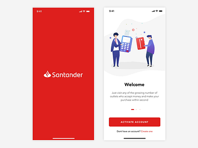 Santander App redesign concept- Splash and Onboarding animation app banking design financial illustrations minimal onboarding splash screen ui