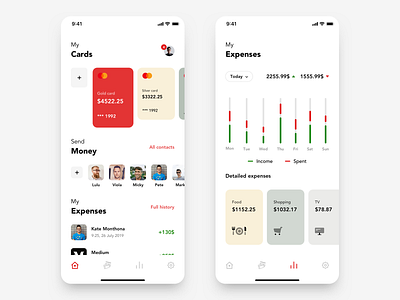 Santander App redesign concept- Dashboard and Expenses