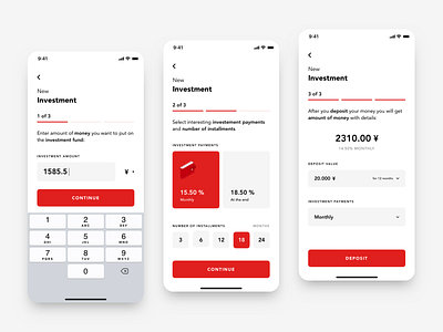 Santander App redesign concept- New investment app banking button design finances inputs keyboard minimal progressbar selection steps ui