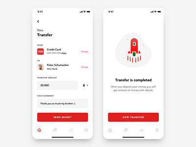 Santander App redesign concept- New transfer app banking currency design empty state financial icons illustration minimal money new transfer sending tabbar ui