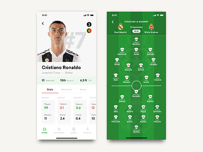 FlashScore redesign app- Profile and Squads