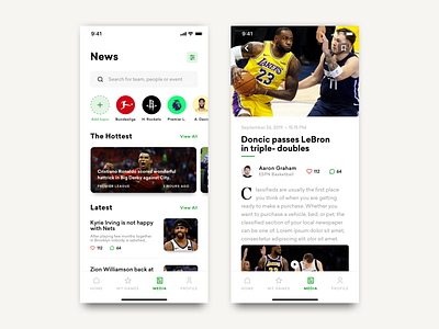 FlashScore redesign app- Media app article design minimal news scores search sport tabbar ui