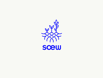SOEW logo crops custom type growth line art logo marketing plants sew sow typography