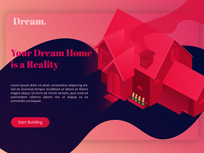 Your Dream Home Is a Reality - UI Design 11 build design gradient house illustration isometric red ui uidesign ux ux design