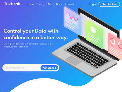 TrueNorth - Landing Page data gradient illustration isometric landing page laptop ui uidesign ux design webdesign website