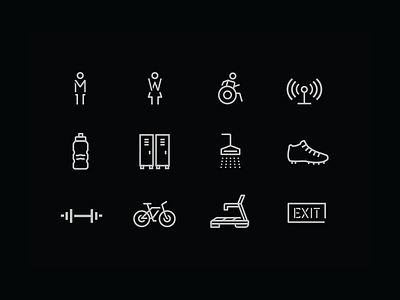 Hustle Icons branding dribbble exercise fitness health icons signage sports stencil training weight lifting