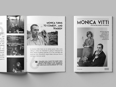 Monica Vitti Editorial Design bw cover design editorial editorialdesign graphic design grid layout magazine magazinecover movie typography