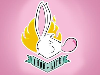 Thug Life bunny easter kids pink tattoo vector