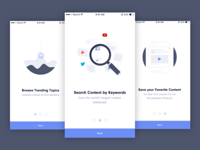 Content Inspiration - Onboarding app content intro ios media mobile onboarding social socialbakers