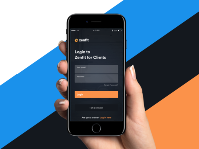 ZenfitApp - Login Screen experience interface ios iphone mobile user workout zenfit