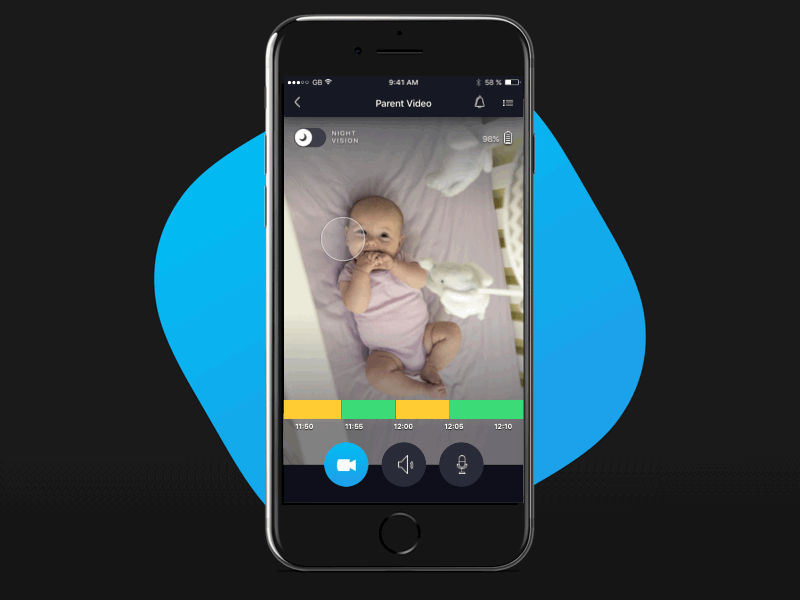 BabyCam - Baby Sleep Monitor - Timeline baby interface ios iphone mobile monitor parenting sleep