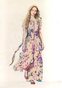 Swan W coloured pencils drawing dress illustration pencil woman