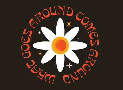 What Goes Around Comes Around branding design flowers folk graphic illustration illustrator logo sticker