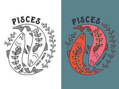 Pisces design fish folk folk art folkart graphic illustration pisces zodiac