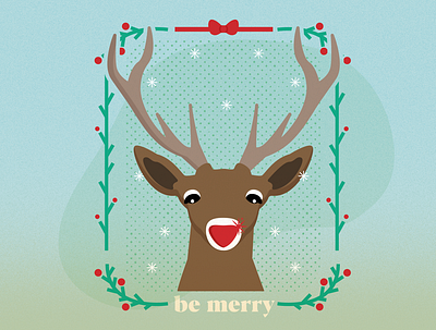 be merry christmas deer deer illustration design graphic holly illustration merry