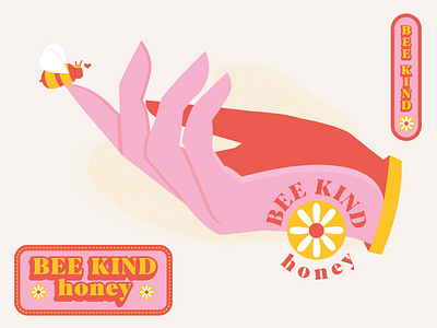 Bee Kind! bee branding daisy hand honey illustration illustrator kind logo