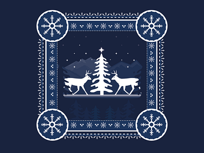 Christmas Eve christmas christmas card christmas tree deer design graphic holiday cards holidays illustration illustrator mountain snow winter winter is coming
