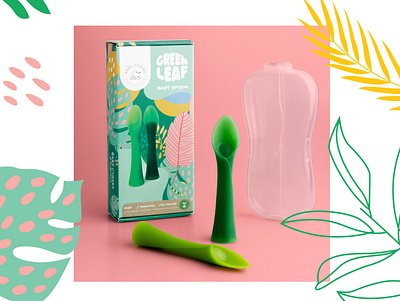 Packaging Design - Green Leaf Baby spoon adobe illustrator cc adobe photoshop cc box design brand identity branding branding design design graphic design illustration package package design package designer packaging packaging design packaging designer pattern design