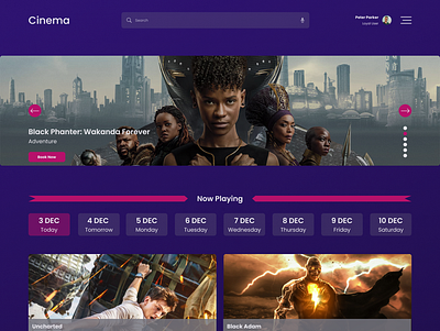 Cinema design landing page ui ux web