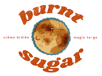 Burnt Sugar branding creme brulee dessert galaxy handdrawn logo stars typography