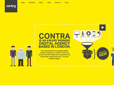 Contra's new site cartoons website yellow