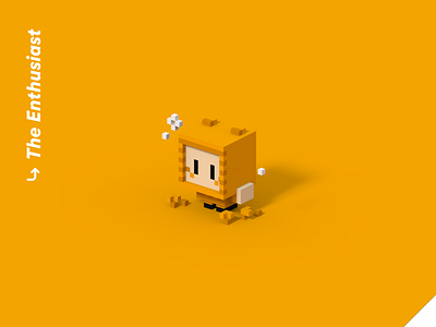 Color Personalities 02 - The Enthusiast bee blender character design cute illustration isometric low poly personality pixel art quiz robot videogame vr