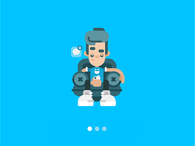 Onboarding guy #1 bored guy character character design friends hanging out hangout iphone onboarding sneakers social network