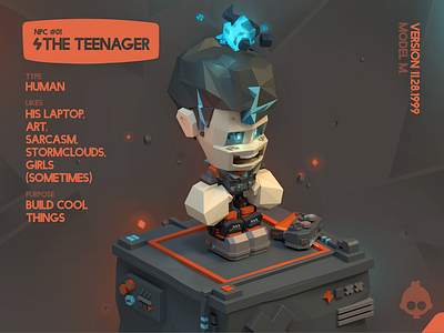 Low poly NPC #01: The Teenager (expanded) 3d blender c4d iphone isometric lightning low poly low poly character particles teenager video game videogame character