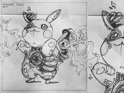 Pikachu machine character character design combination mark fx illustration lightning machinery pencil pikachu pokemon sketch steampunk tesla tesla coils