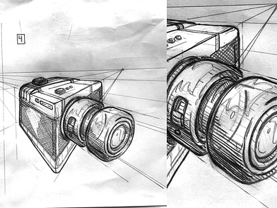 Sketch - Cool Camera bw camera illistration instagram paper pencil photo product design product sketch red vintage