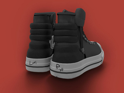 High poly shoe (back) 3d allstar animatedshort apparel blender c4d character design clothing converse grunge highpoly leather low poly shoe videogame