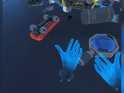 LittleBot VR - title and hands 3d ar blender c4d character design design hands oculus oculus rift oculus vr particles unity videogame virtual reality vr vr hands vr watch vray watch