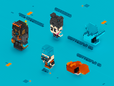 Tiltworld (World 01) - Characters 3d blender c4d character design cute illustration isometric magicavoxel particles robot space technology videogame voxel voxel art vr