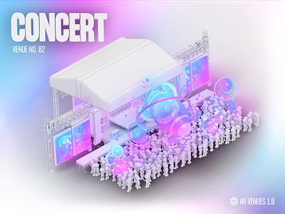 AR Venues #02 3d ar augmented reality blender c4d character design concert illustration isometric low poly music particles space spaceship technology ufo videogame vr