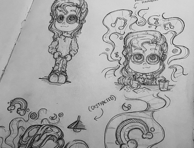 Pre pro #01 - girl 3d character design cute daily design emotions girl girls illustration mental illness pencil drawing sketch synesthesia