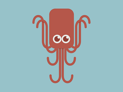 The friendly red octopus lines octopus red round simple symmetrical