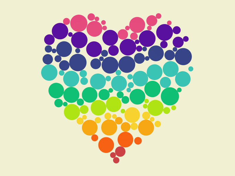 Colorful love heart colors gay love dots