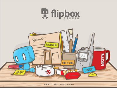 FlipBox Studio Workdesk flipbox illustration table work stuff workdesk